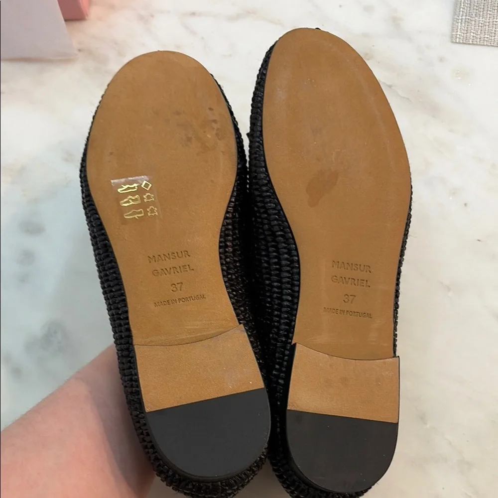 NWT Mansur Gavriel Black Woven Ballet Flats size 37